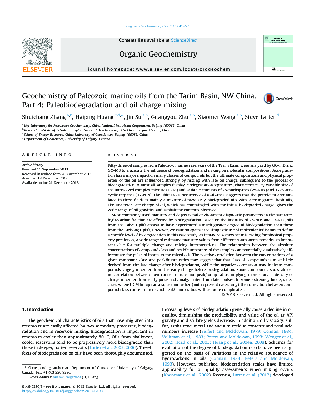 Geochemistry of Paleozoic marine oils from the Tarim Basin, NW China. Part 4: Paleobiodegradation and oil charge mixing