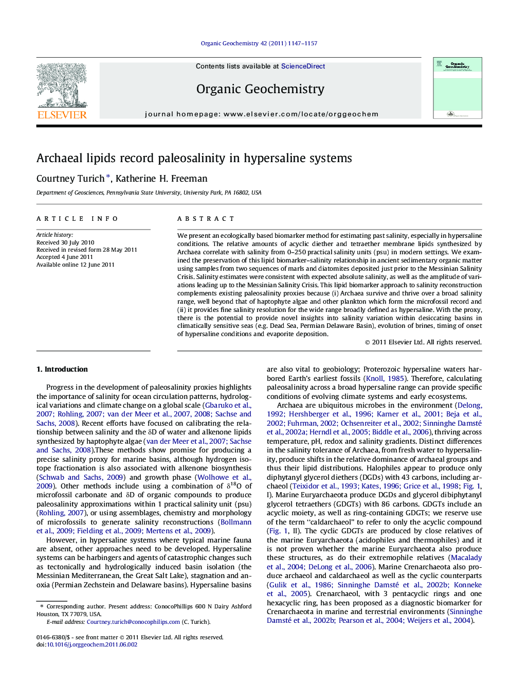Archaeal lipids record paleosalinity in hypersaline systems