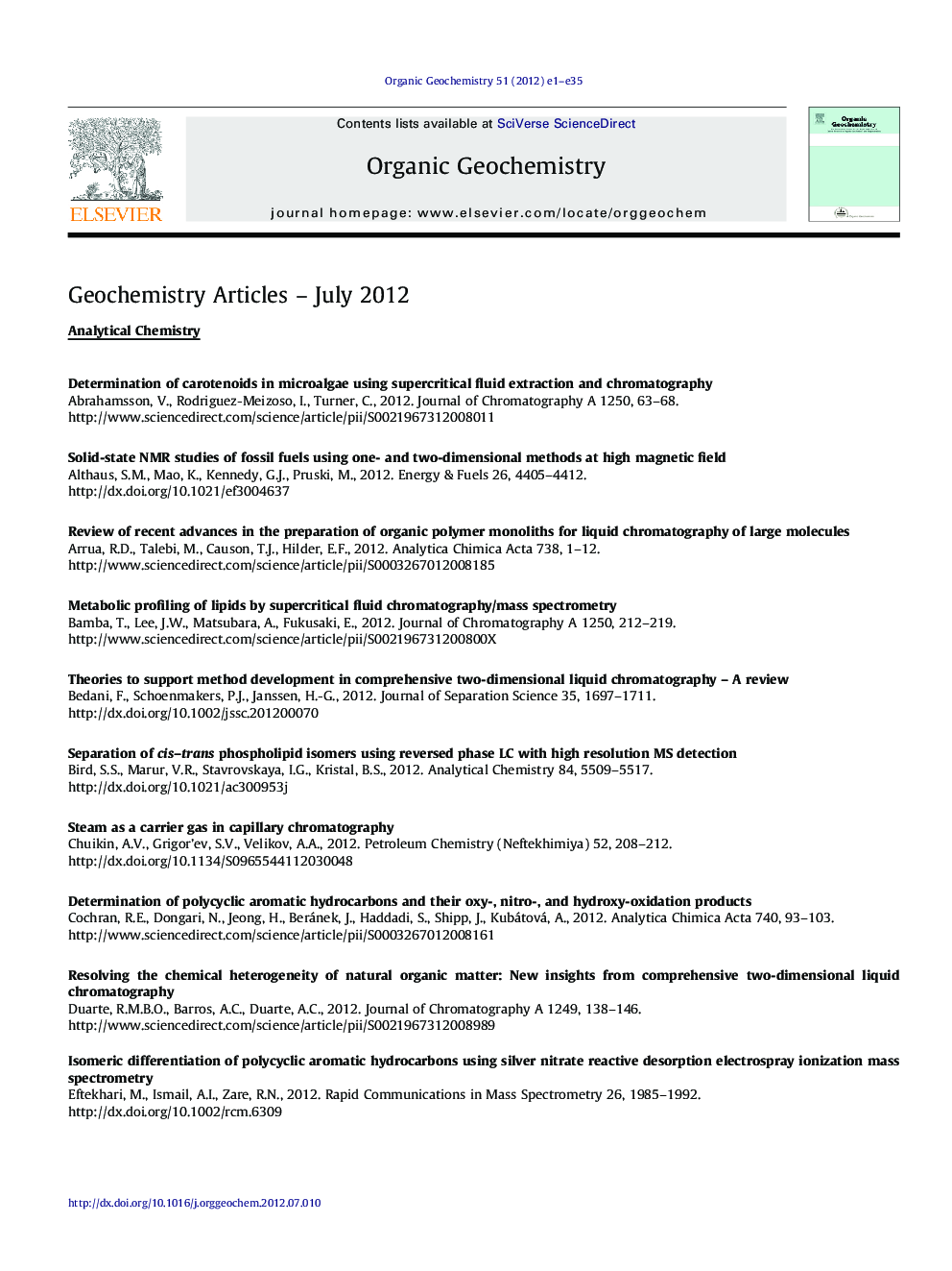 GEOCHEMISTRY ARTICLES - July 2012