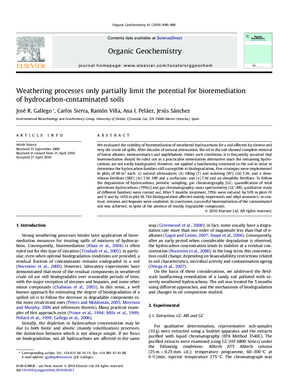 Weathering processes only partially limit the potential for bioremediation of hydrocarbon-contaminated soils