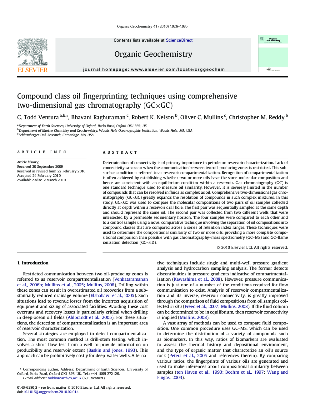Compound class oil fingerprinting techniques using comprehensive two-dimensional gas chromatography (GCÃGC)