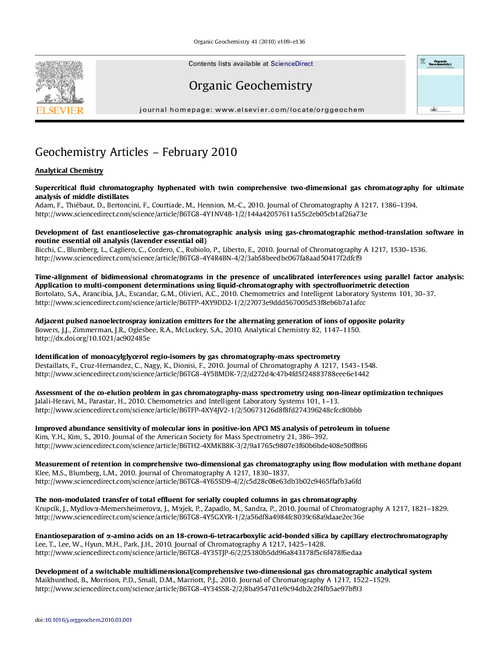 Geochemistry Articles - February 2010