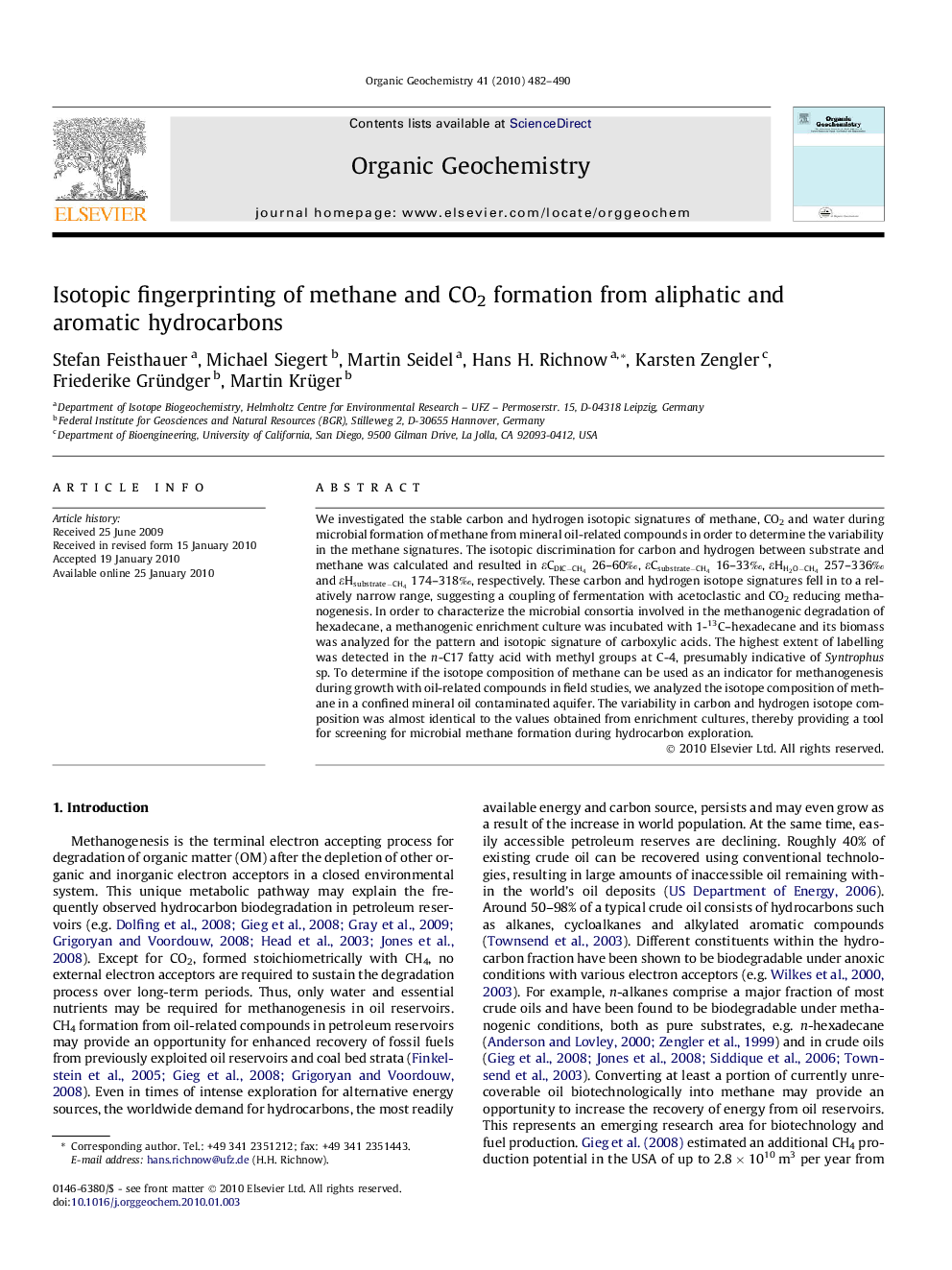Isotopic fingerprinting of methane and CO2 formation from aliphatic and aromatic hydrocarbons