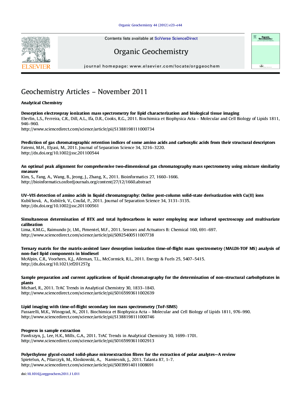 عکس صفحه اول مقاله: Geochemistry articles - November 2011 Geochemistry articles - November 2011