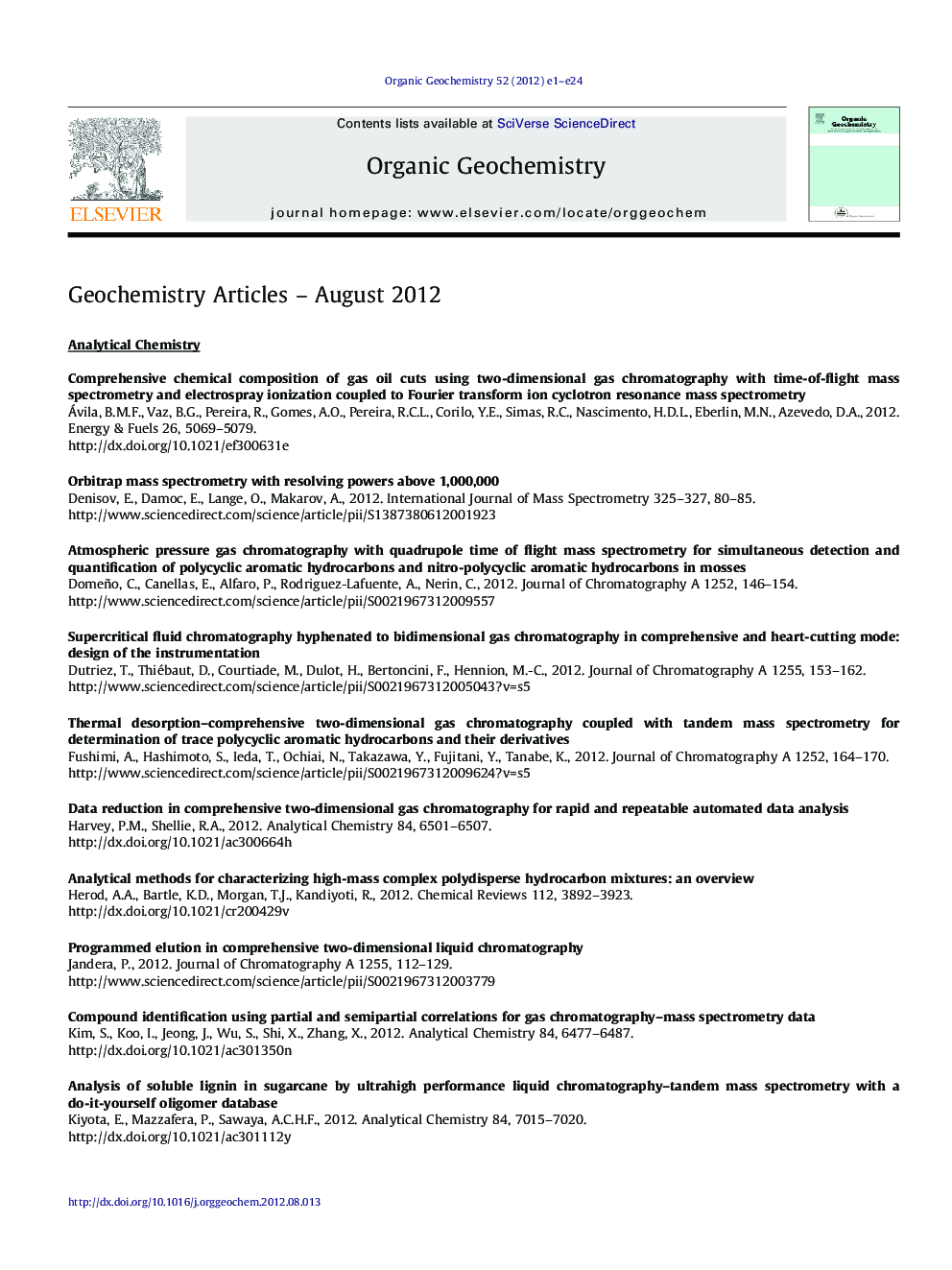 Geochemistry Articles - August 2012