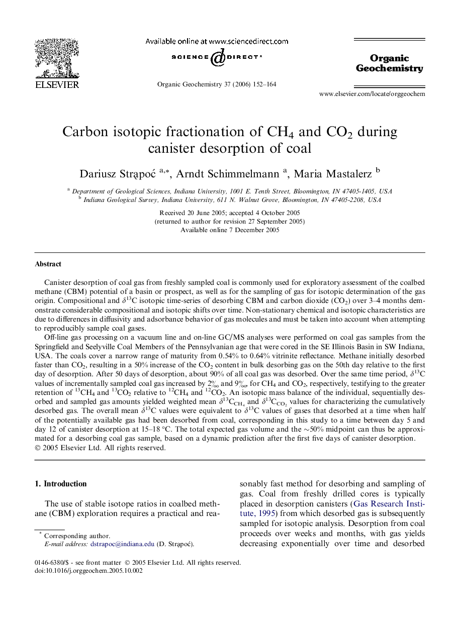 Carbon isotopic fractionation of CH4 and CO2 during canister desorption of coal