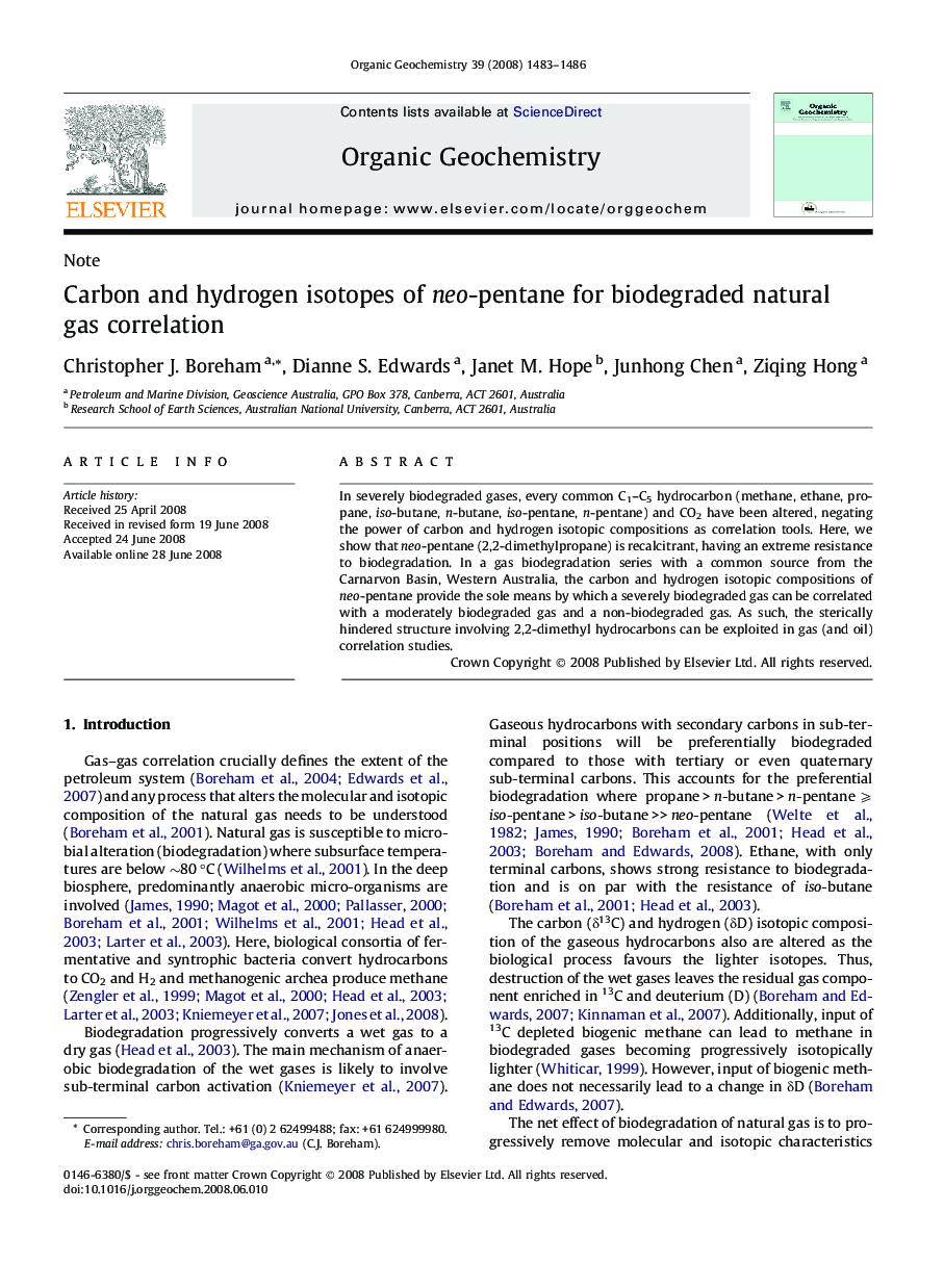 Carbon and hydrogen isotopes of neo-pentane for biodegraded natural gas correlation