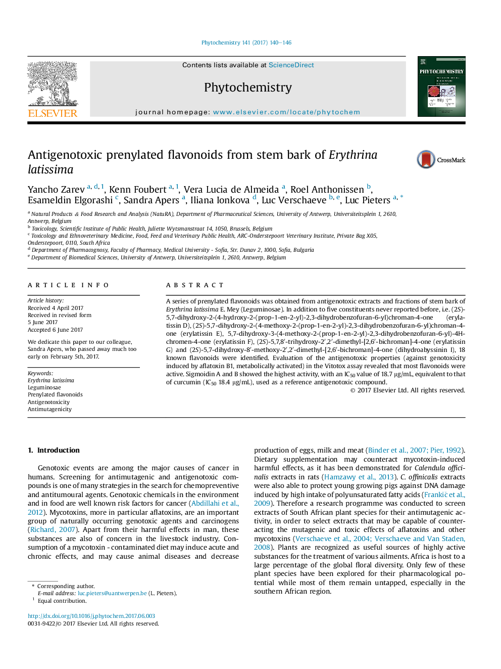 Antigenotoxic prenylated flavonoids from stem bark of Erythrina latissima