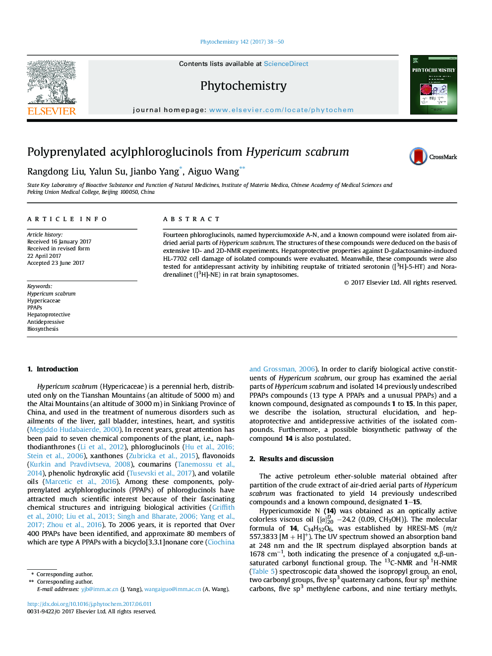 Polyprenylated acylphloroglucinols from Hypericum scabrum