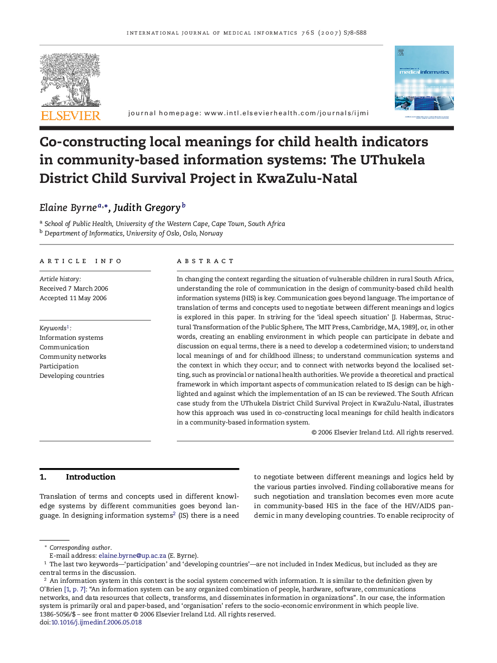 Co-constructing local meanings for child health indicators in community-based information systems: The UThukela District Child Survival Project in KwaZulu-Natal