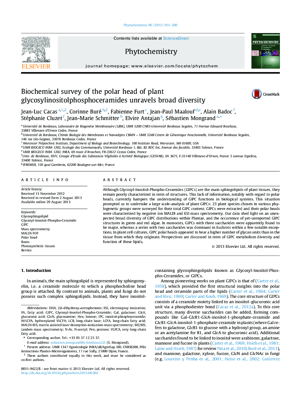 بررسی بیوشیمیایی سر قطبی گیاه گلیسوزیلینوسیتولف فسفوکراتامیدز، تنوع گسترده ای را در بر می گیرد 