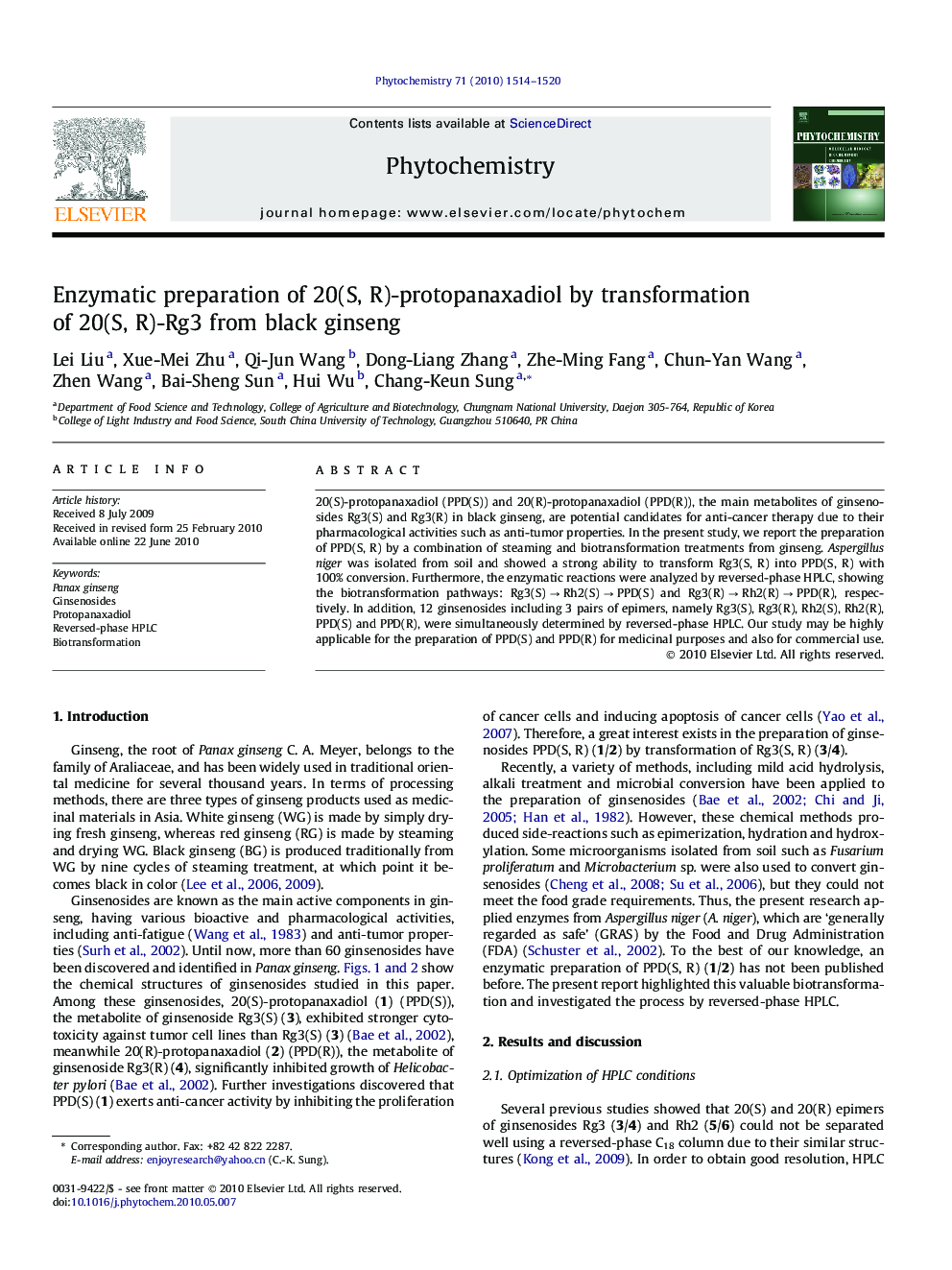 Enzymatic preparation of 20(S, R)-protopanaxadiol by transformation of 20(S, R)-Rg3 from black ginseng