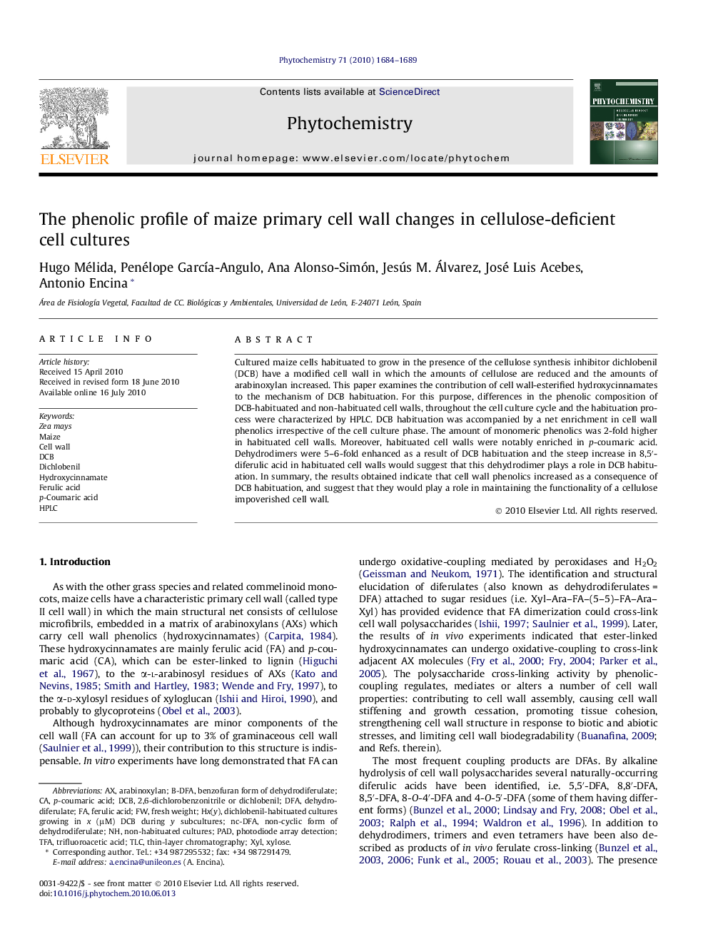 The phenolic profile of maize primary cell wall changes in cellulose-deficient cell cultures