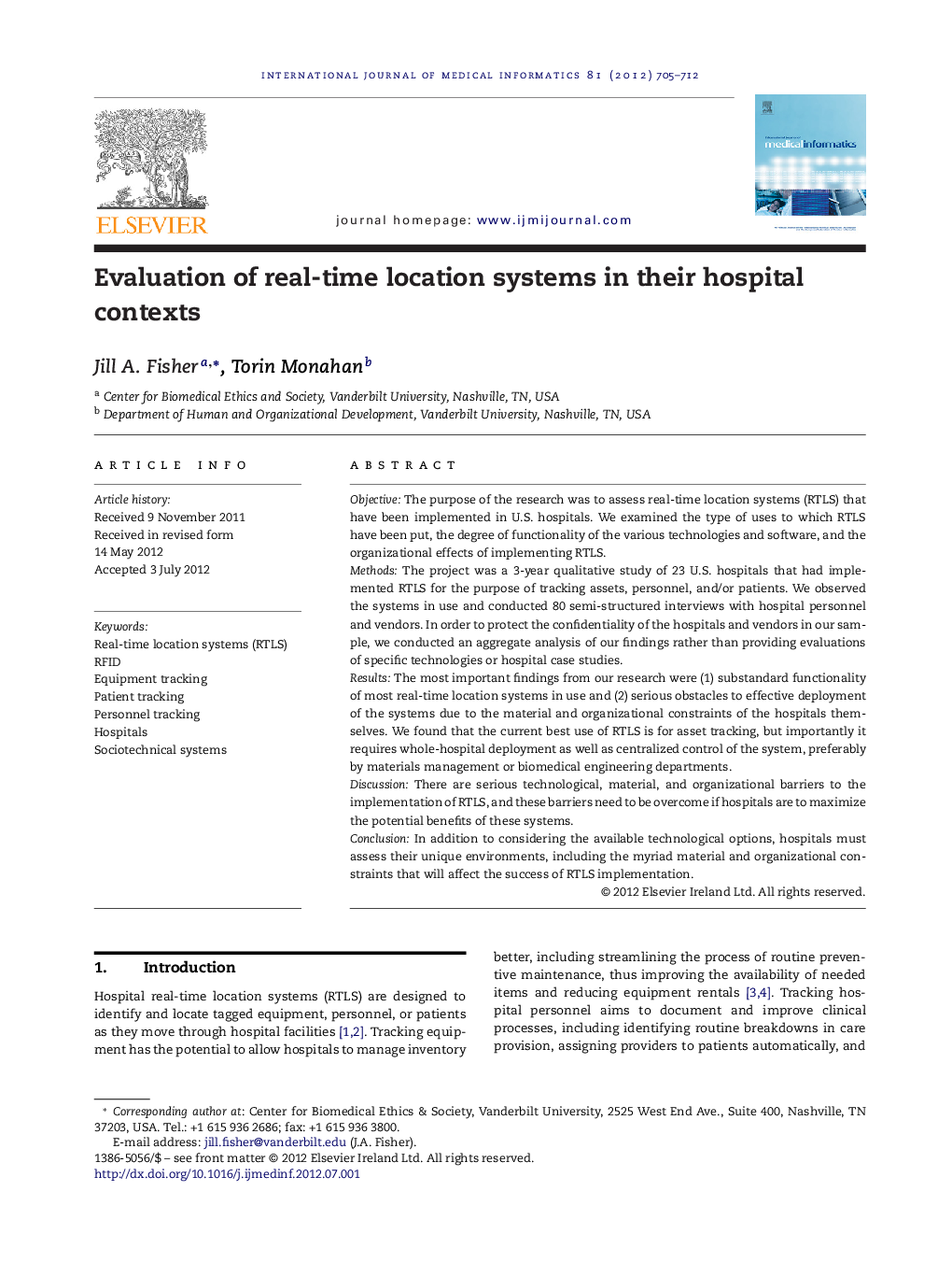 Evaluation of real-time location systems in their hospital contexts