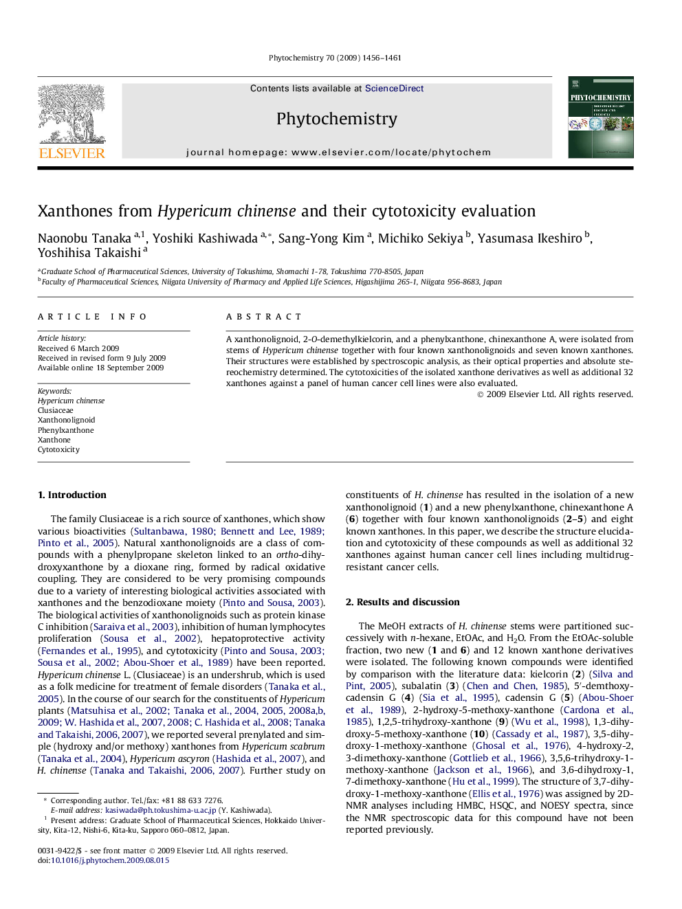 Xanthones from Hypericum chinense and their cytotoxicity evaluation