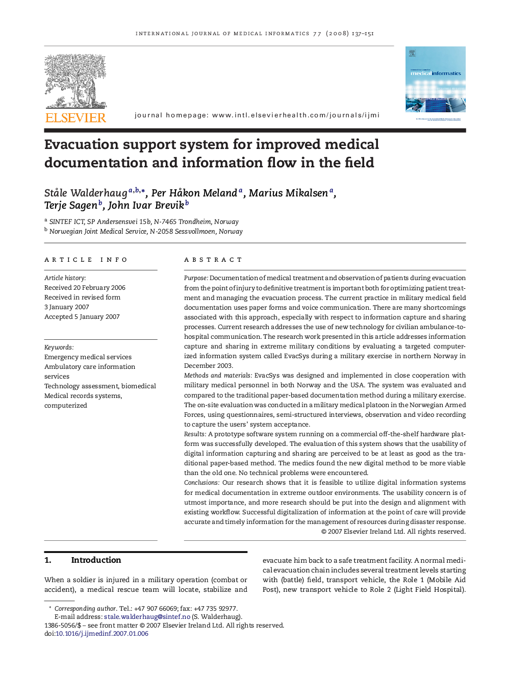 Evacuation support system for improved medical documentation and information flow in the field