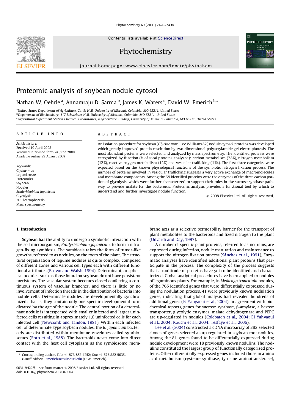 Proteomic analysis of soybean nodule cytosol