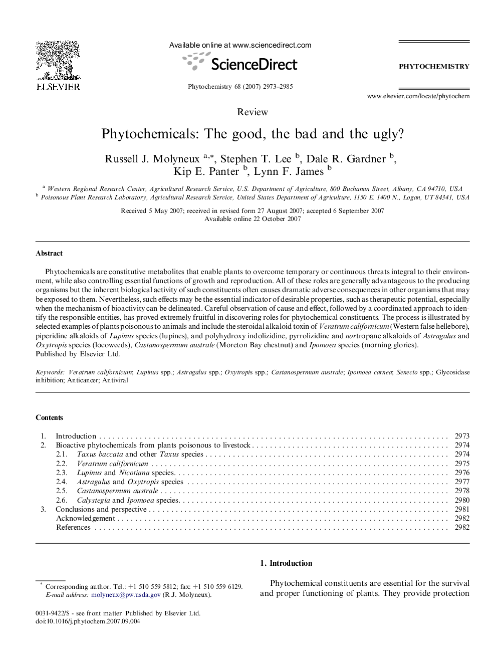 Phytochemicals: The good, the bad and the ugly?