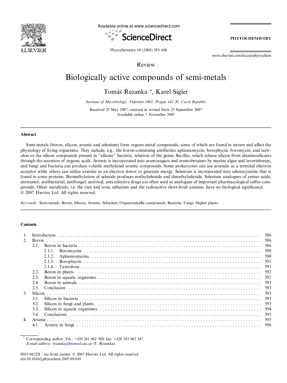 Biologically active compounds of semi-metals