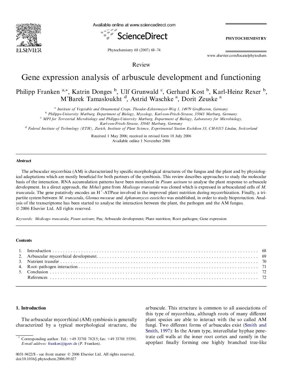 Gene expression analysis of arbuscule development and functioning