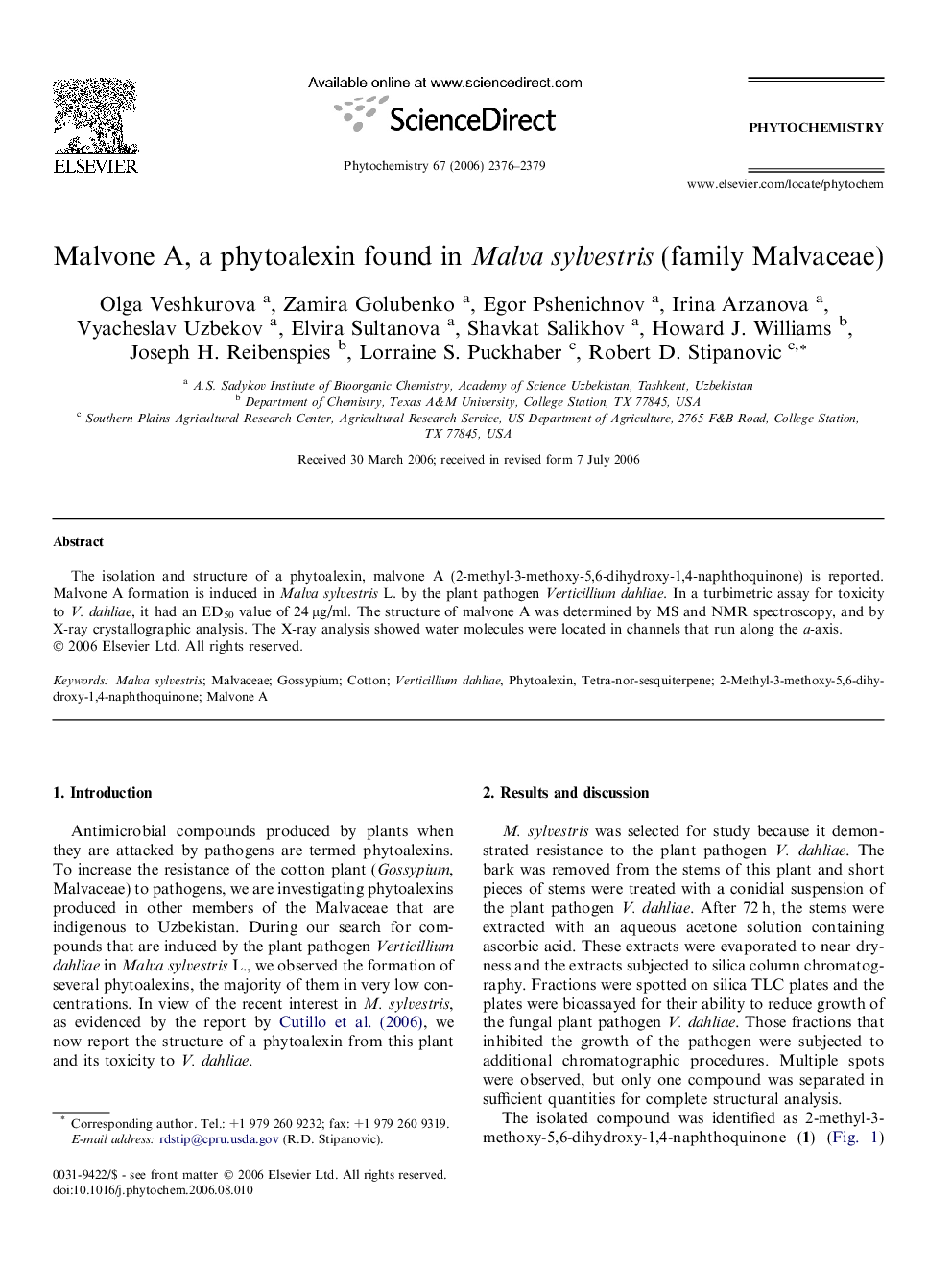 Malvone A, a phytoalexin found in Malva sylvestris (family Malvaceae)