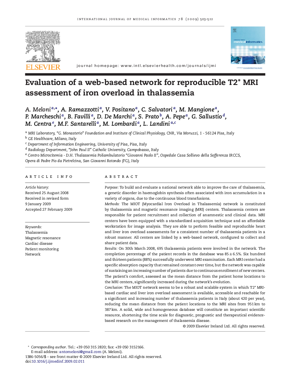 Evaluation of a web-based network for reproducible T2* MRI assessment of iron overload in thalassemia