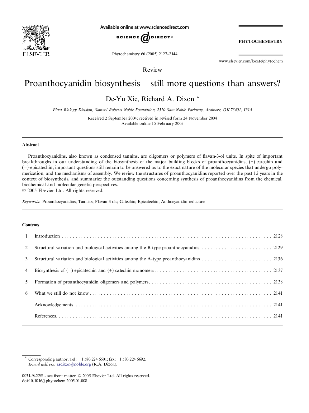 Proanthocyanidin biosynthesis - still more questions than answers?