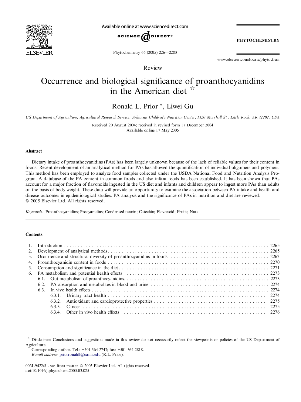 Occurrence and biological significance of proanthocyanidins in the American diet