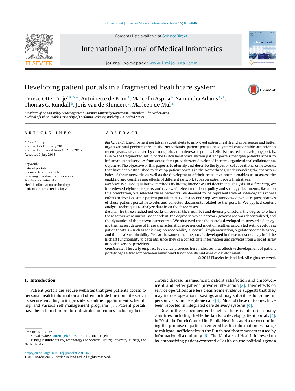 Developing patient portals in a fragmented healthcare system