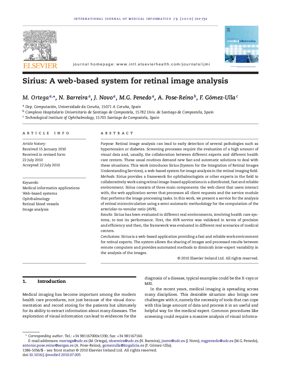 Sirius: A web-based system for retinal image analysis