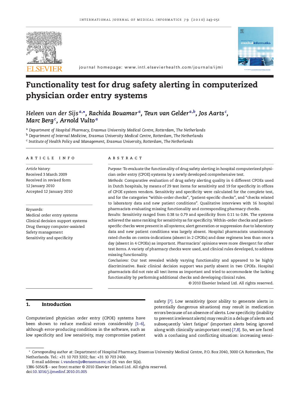 Functionality test for drug safety alerting in computerized physician order entry systems