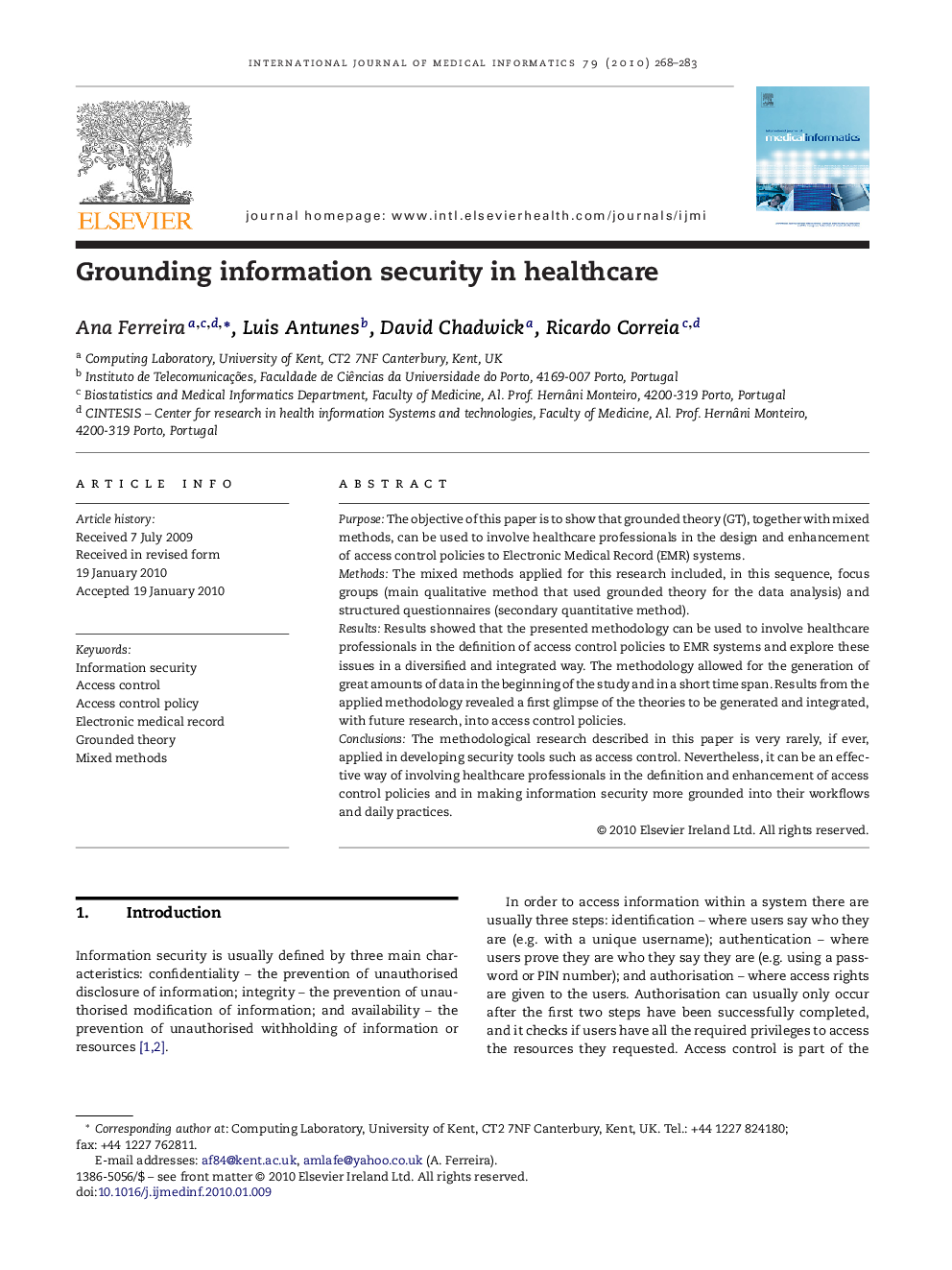 Grounding information security in healthcare