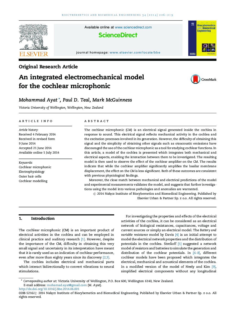 An integrated electromechanical model for the cochlear microphonic