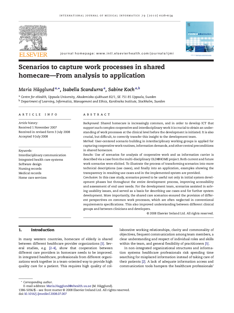 Scenarios to capture work processes in shared homecare—From analysis to application