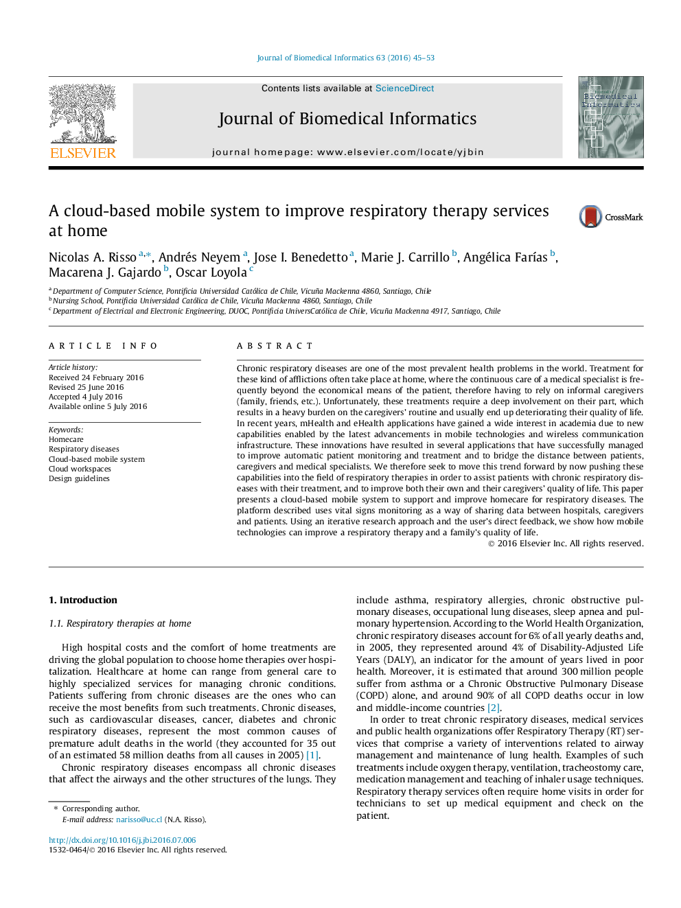 A cloud-based mobile system to improve respiratory therapy services at home