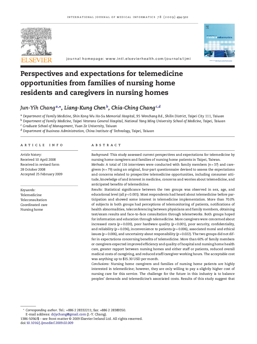 Perspectives and expectations for telemedicine opportunities from families of nursing home residents and caregivers in nursing homes