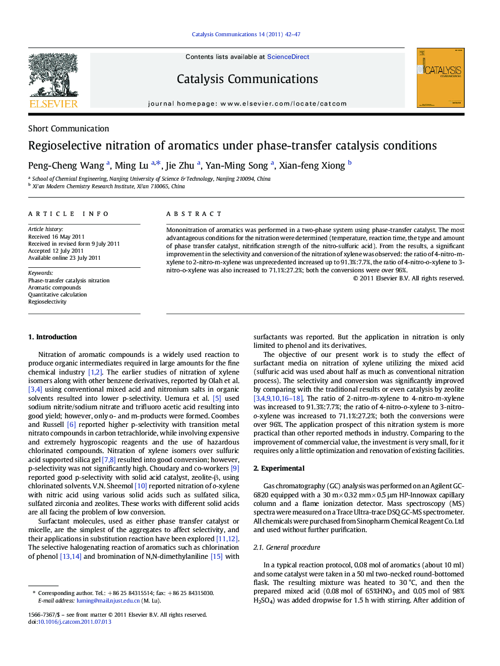 Regioselective nitration of aromatics under phase-transfer catalysis conditions