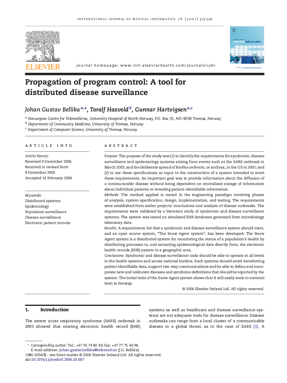 Propagation of program control: A tool for distributed disease surveillance