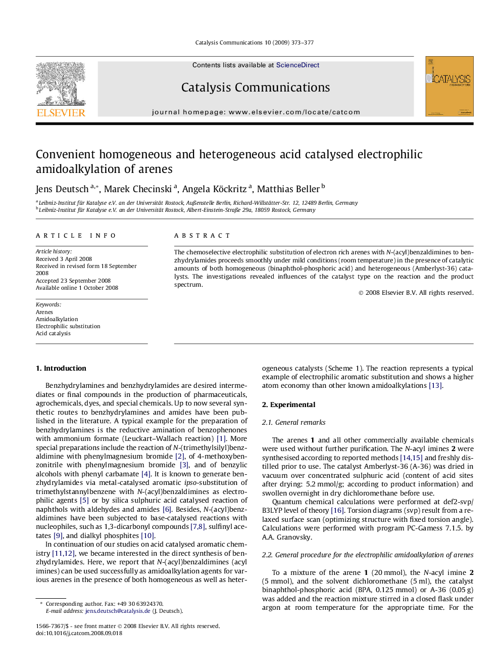 Convenient homogeneous and heterogeneous acid catalysed electrophilic amidoalkylation of arenes