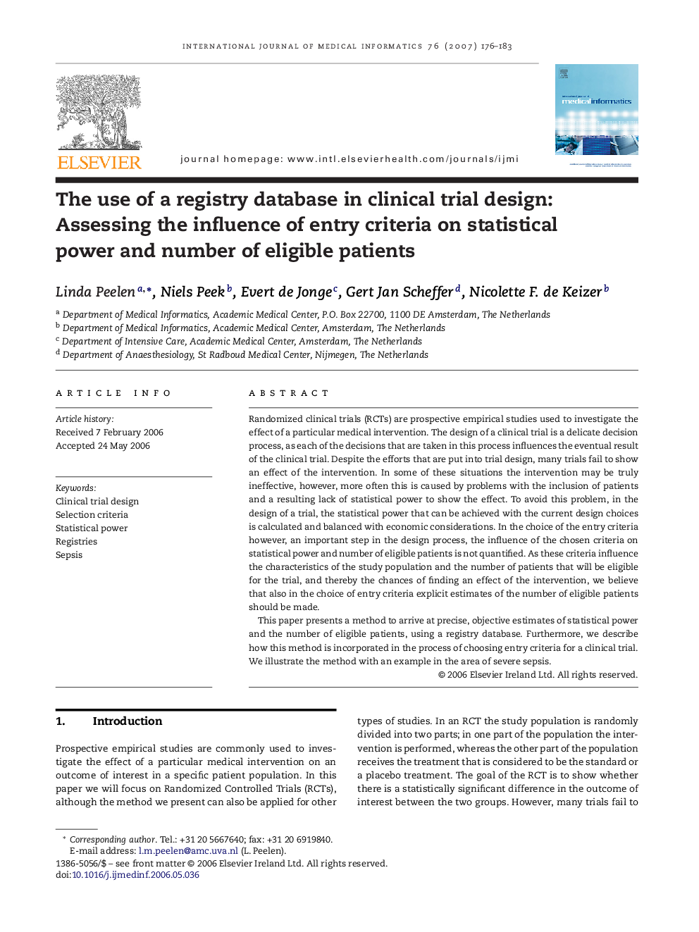 The use of a registry database in clinical trial design: Assessing the influence of entry criteria on statistical power and number of eligible patients