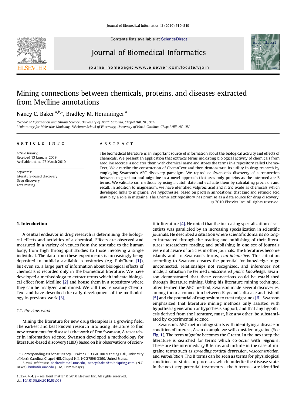 Mining connections between chemicals, proteins, and diseases extracted from Medline annotations