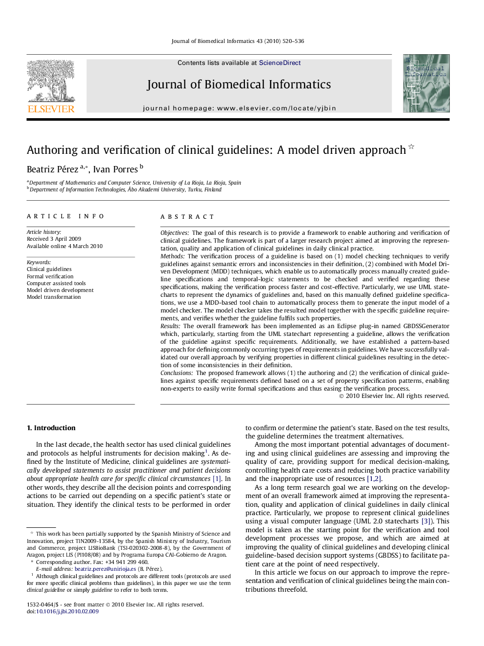 Authoring and verification of clinical guidelines: A model driven approach 