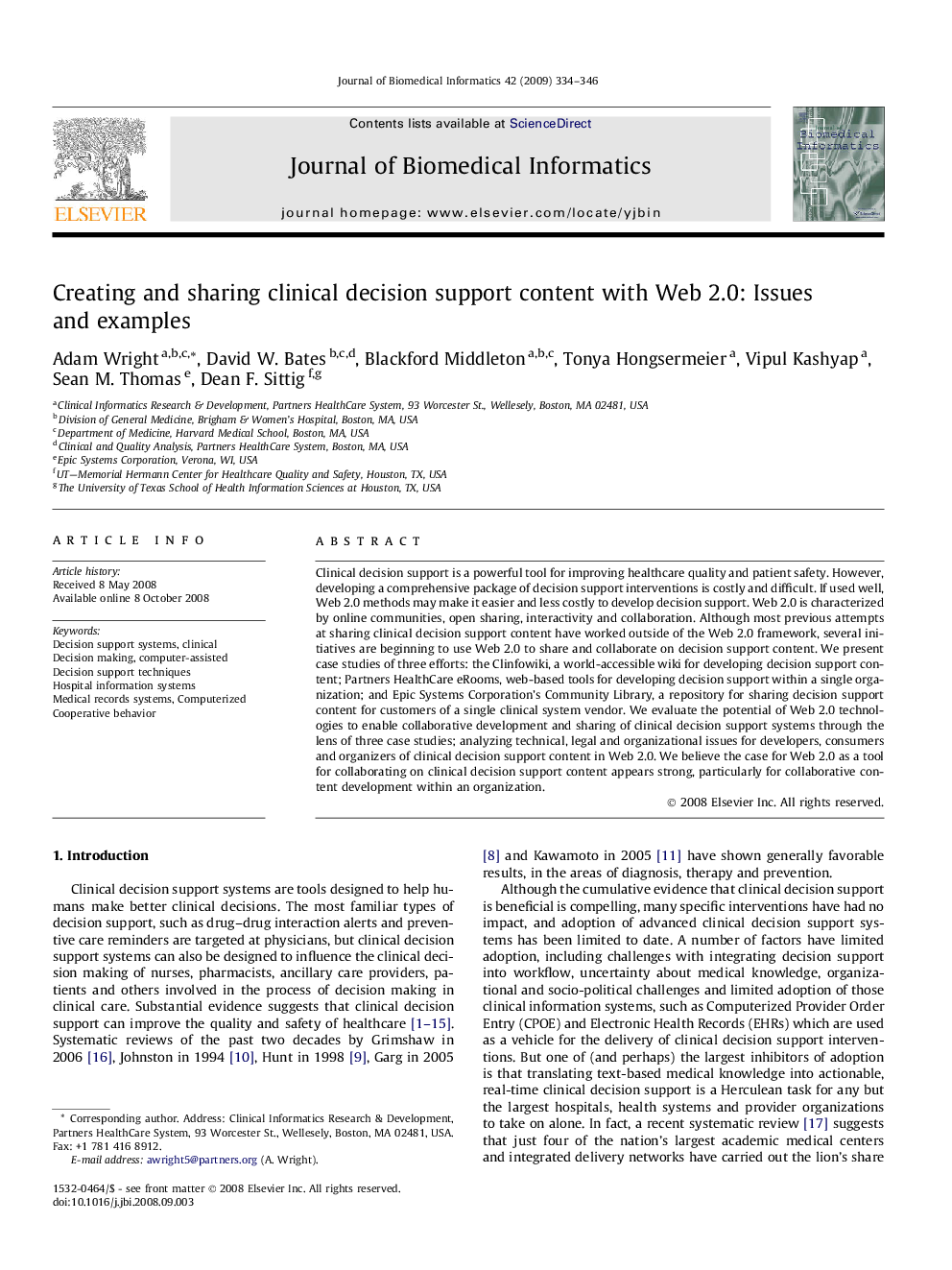 Creating and sharing clinical decision support content with Web 2.0: Issues and examples