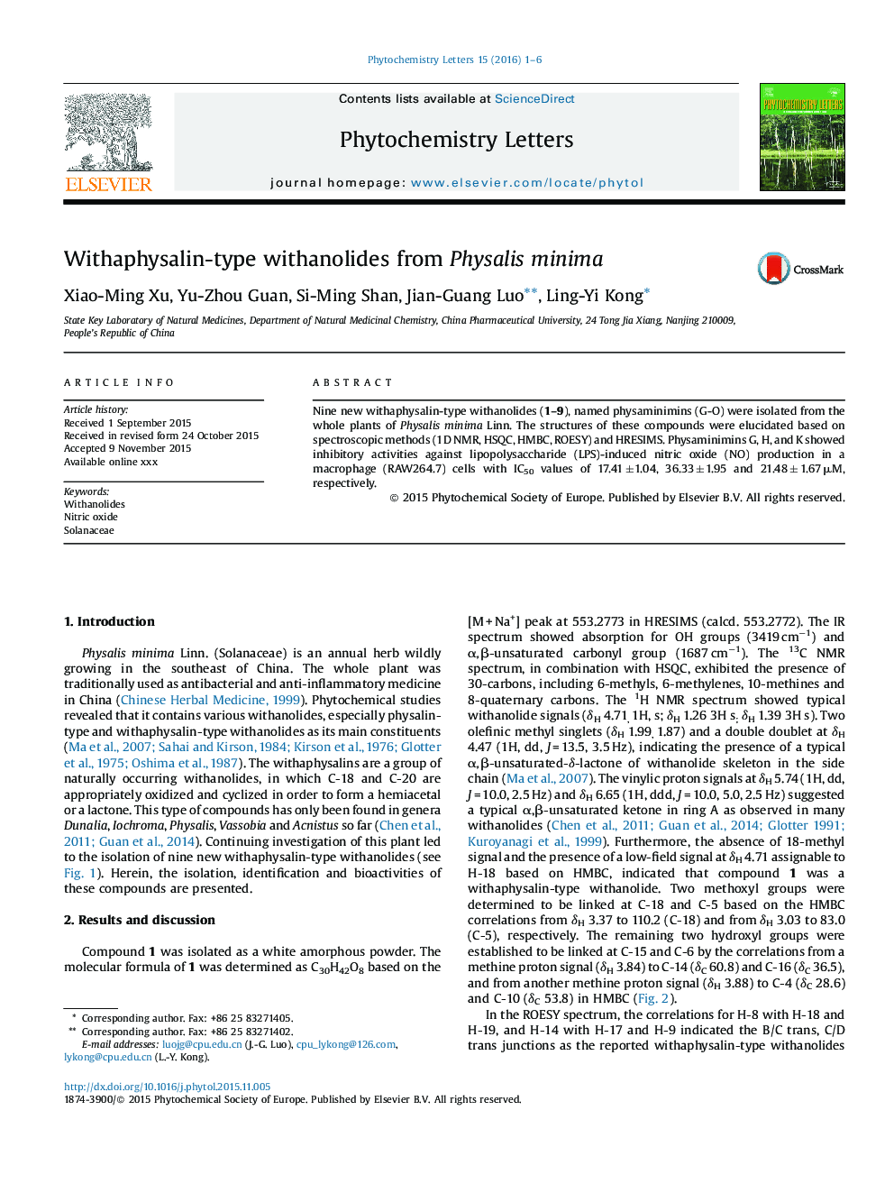 Withaphysalin-type withanolides from Physalis minima