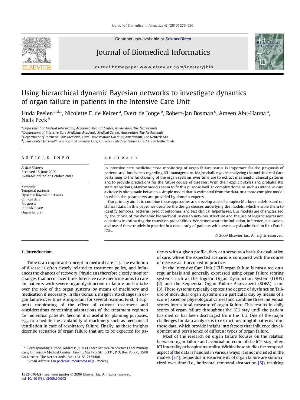 Using hierarchical dynamic Bayesian networks to investigate dynamics of organ failure in patients in the Intensive Care Unit