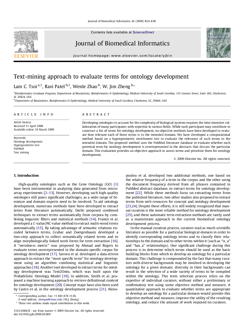 Text-mining approach to evaluate terms for ontology development