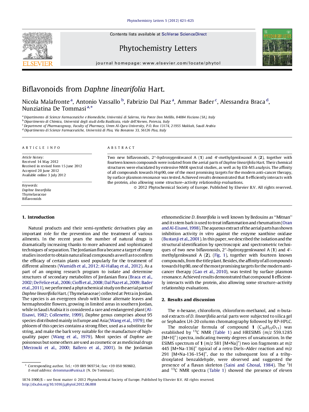 Biflavonoids from Daphne linearifolia Hart.