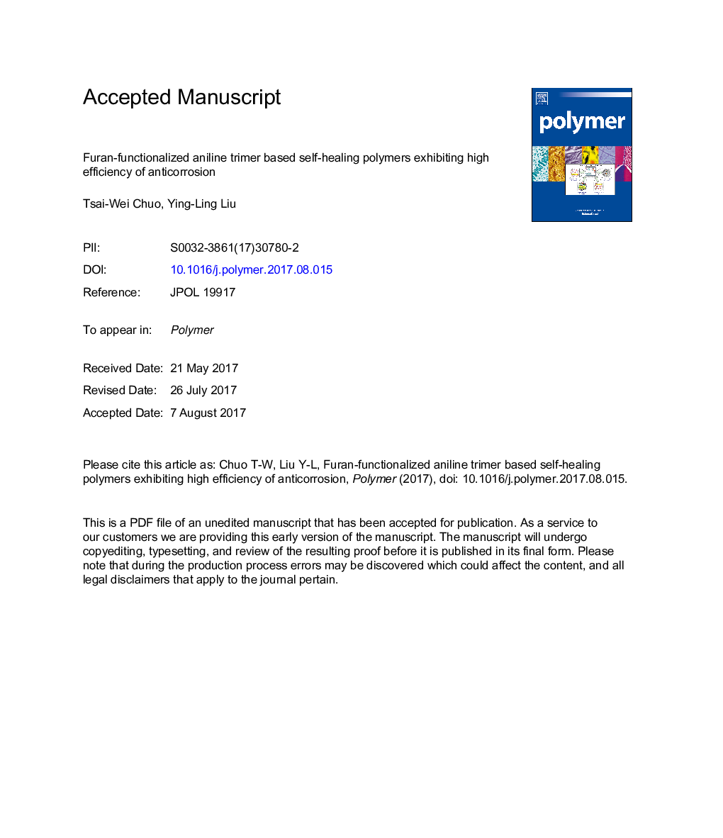 Furan-functionalized aniline trimer based self-healing polymers exhibiting high efficiency of anticorrosion