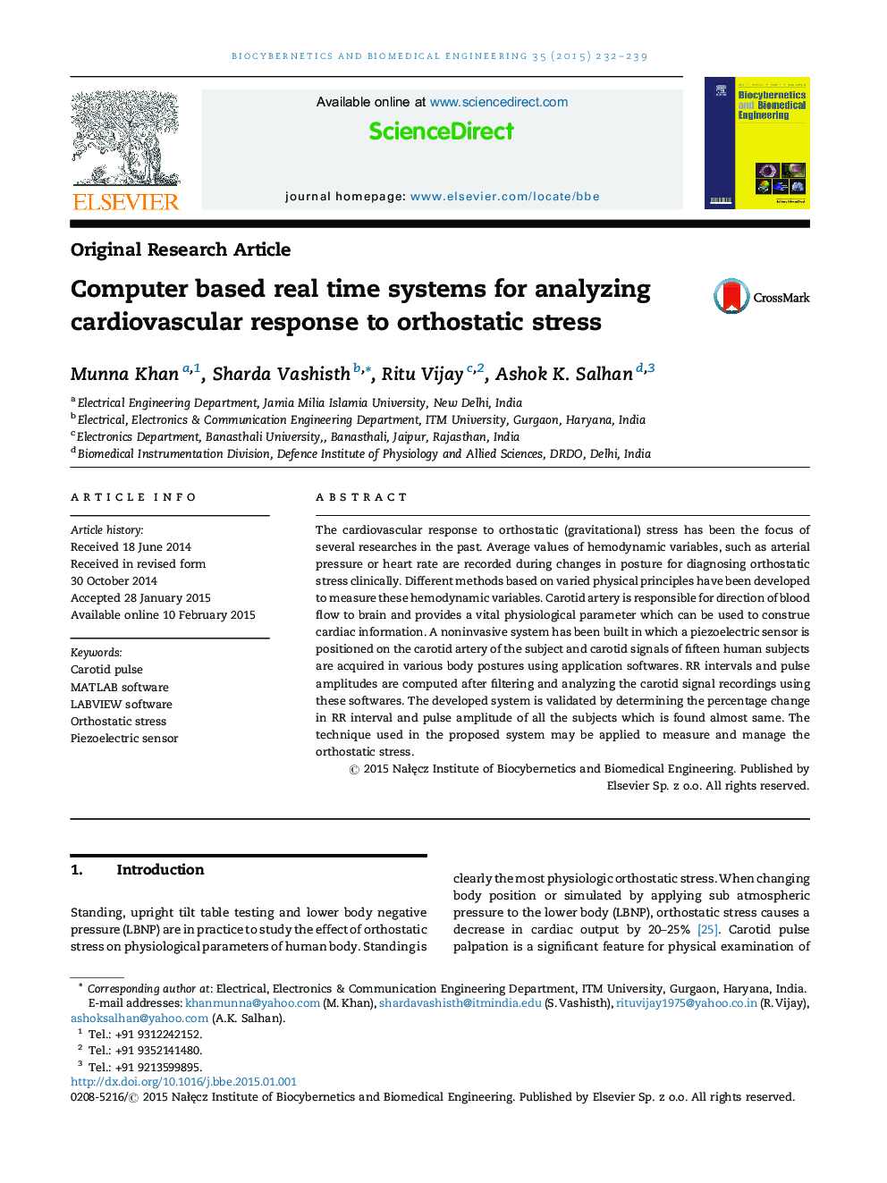 Computer based real time systems for analyzing cardiovascular response to orthostatic stress