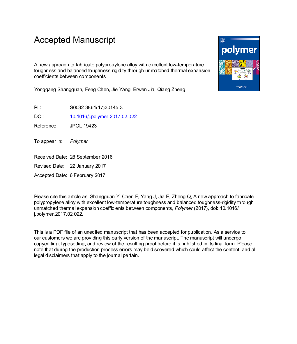 A new approach to fabricate polypropylene alloy with excellent low-temperature toughness and balanced toughness-rigidity through unmatched thermal expansion coefficients between components